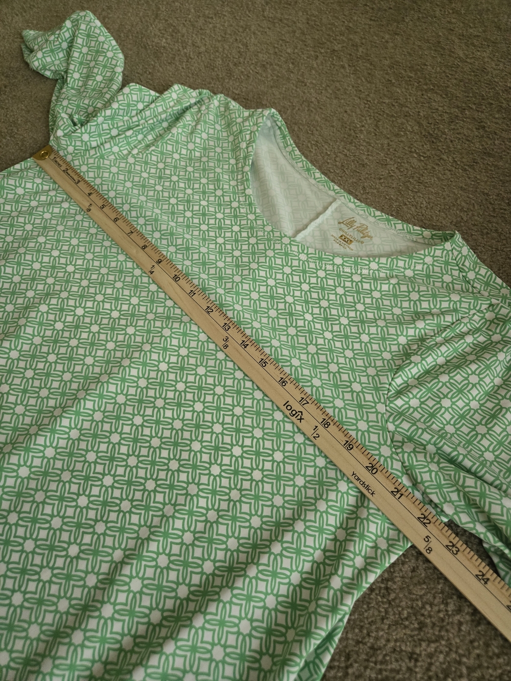 Lilly Pulitzer Chilly Lilly Solia UPF 50 Green White Geometric LS Dress XXL - Picture 13 of 14
